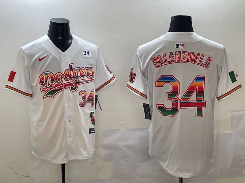 Men Los Angeles Dodgers #34 Valenzuela White Fashion Game 2025 Nike MLB Jersey style 3121